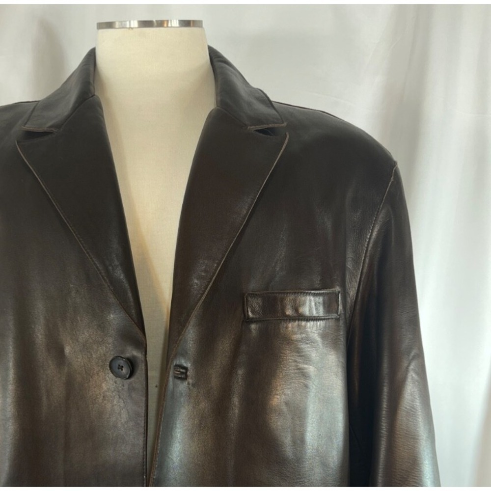 Andrew Marc Nice Leather Jacket Blazer Mens XL Dk Brown/ Lined/ Soft Leather EUC